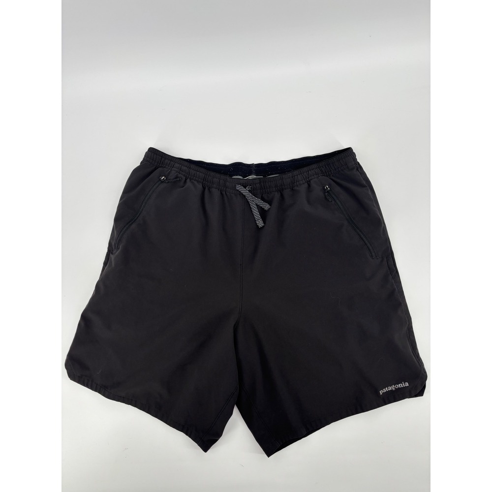 Patagonia Mens Nine Trails Running Shorts Black Size Large Lined Zipper Pockets